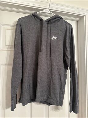 Nike Men's Charcoal Gray Pullover Hoodie with Logo
